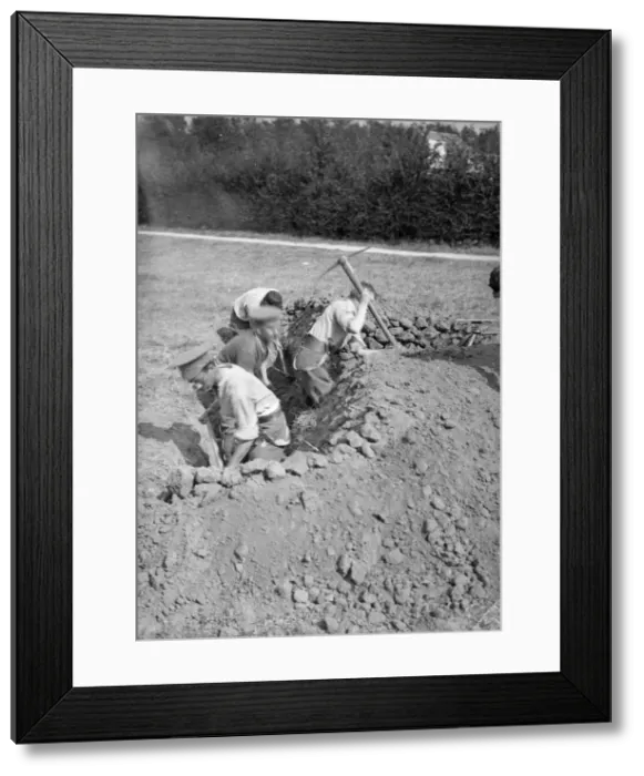 Framed Print : Members of the Royal Horse Artillery seen here building earth work emplacements around Framed Print : Members of the Royal Horse Artillery seen here building earth work emplacements around