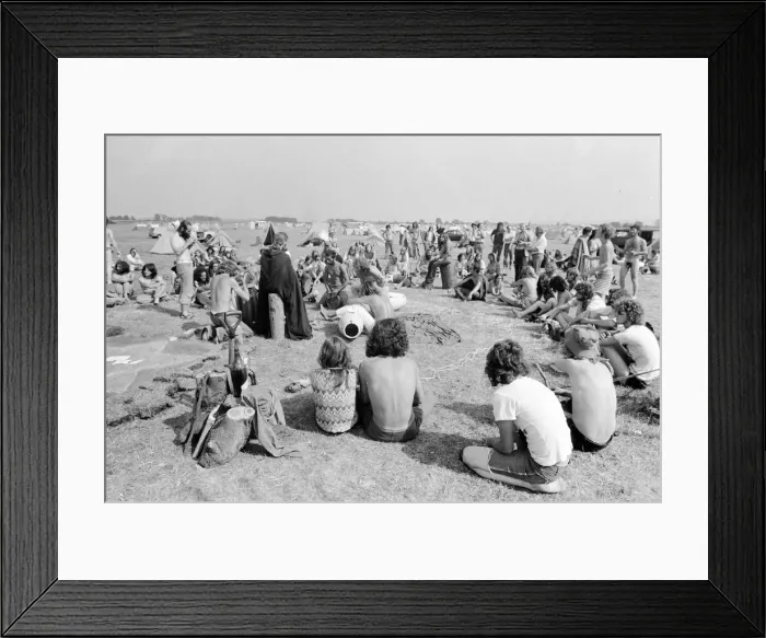 Framed Print : Watchfield Free Festival 1976, a music festival which attracted a large number of