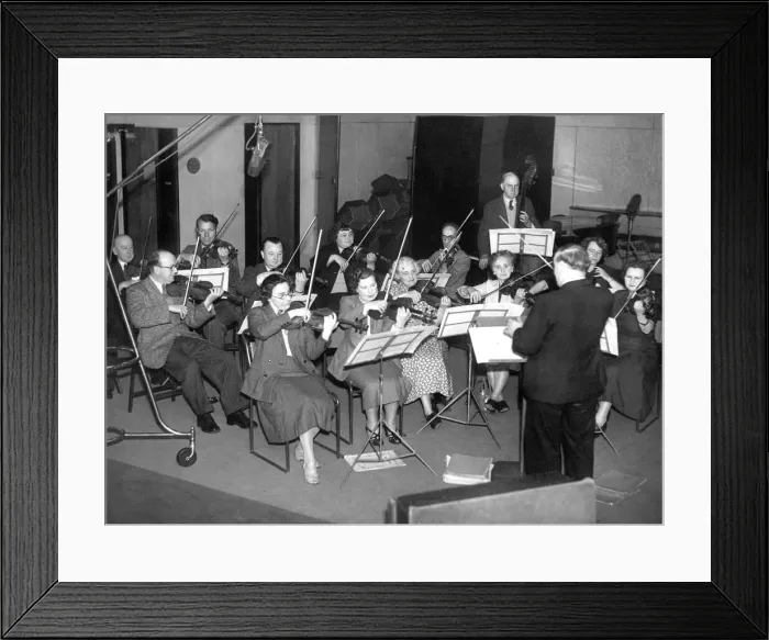 Framed Print : Mr. Johnson H Hood conducting the Newcastle City Orchestra in a rehearsal of Mozarts Framed Print : Mr. Johnson H Hood conducting the Newcastle City Orchestra in a rehearsal of Mozarts