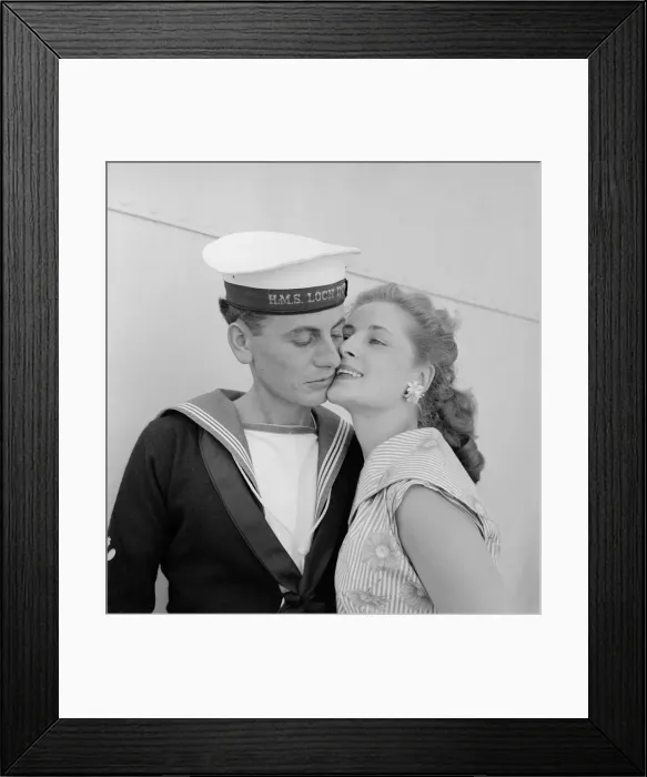 Framed Print : Twenty year old Engineer Mechanic Alan Purton of the Royal Navy reunited with his