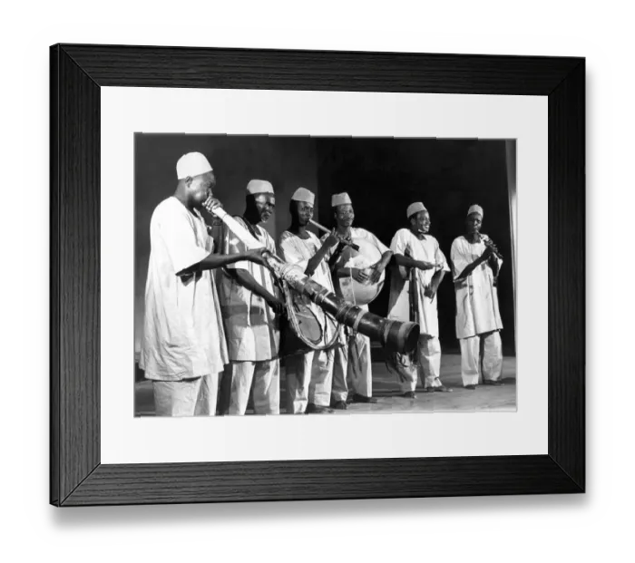 Framed Print : The Hausa Instrumentalists with a member of the goup playing the Shantu