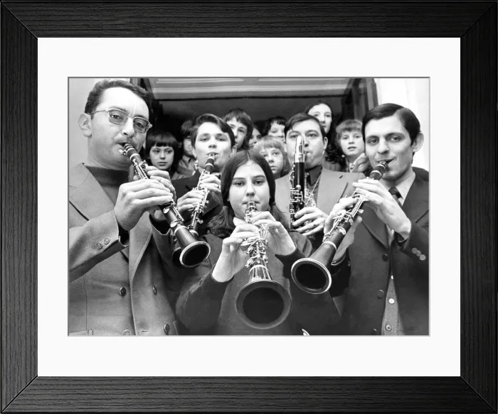 Framed Print : Four French clarinettists were joined by 13 year old Karen Latimer at Throckley Middle