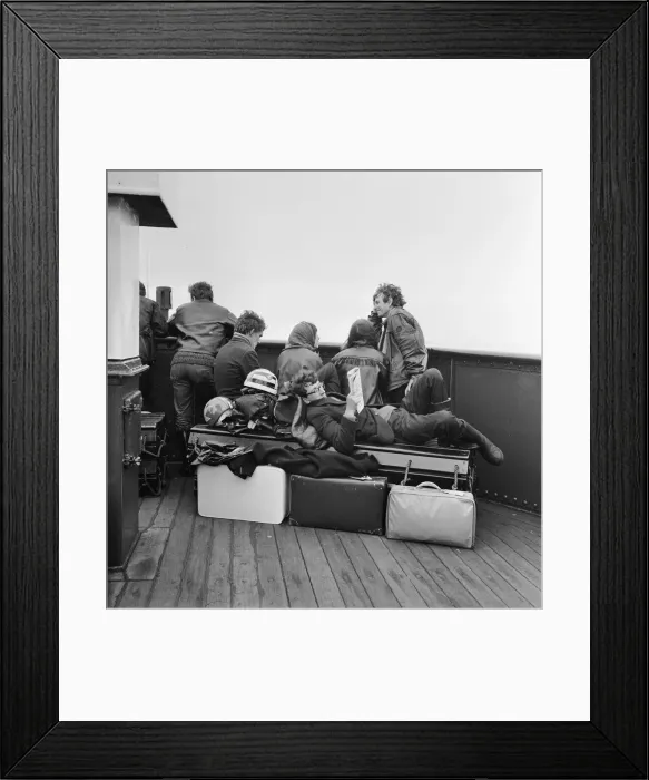 Framed Print : TT race fans on the ferry over to the Isle of Man. 29th June 1965 Framed Print : TT race fans on the ferry over to the Isle of Man. 29th June 1965