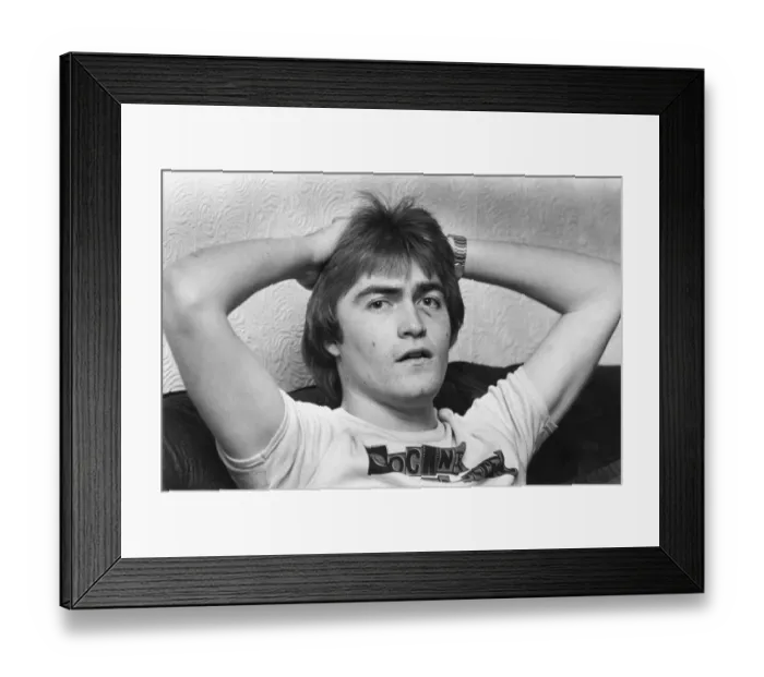 Framed Print : Angelic Upstarts Raymond Cowie recovering at home after being stabbing in a