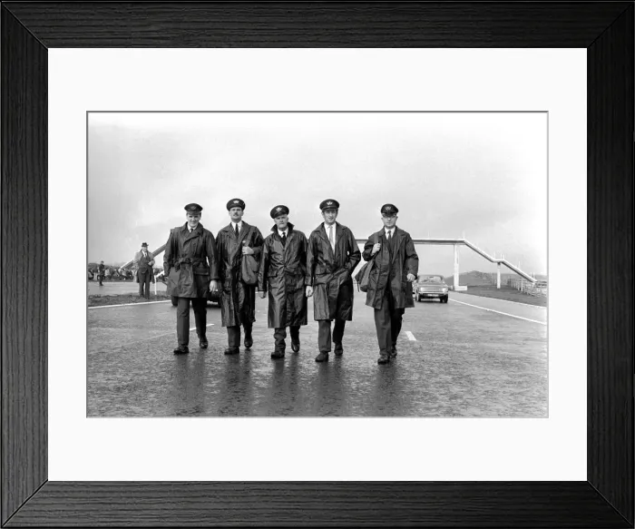 Framed Print : Charity: Walking. Off on the M61 the walkers set off on a sponsored walk to help raise