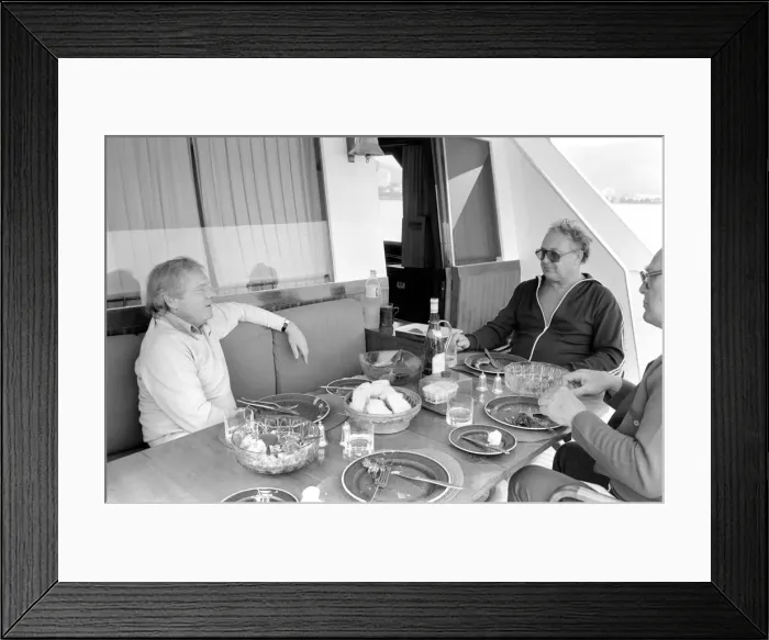 Framed Print : Freddie Laker on his motor cruiser of Majorca. 81-03733-005 Framed Print : Freddie Laker on his motor cruiser of Majorca. 81-03733-005