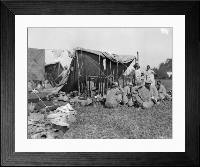 Framed Print : Indian troops seen here resting at their camp on the race course in Marseilles, France