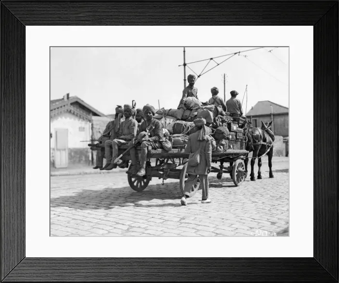 Framed Print : Soldiers part of the 3rd (Lahore) Indian Division seen here escorting one of Framed Print : Soldiers part of the 3rd (Lahore) Indian Division seen here escorting one of