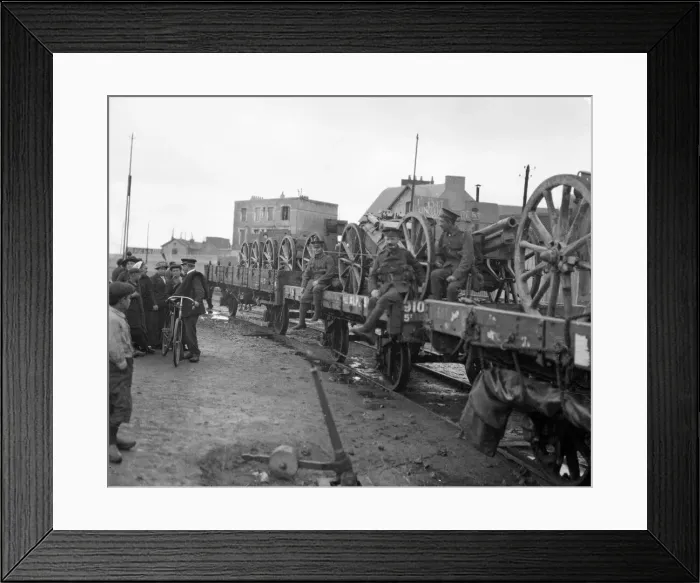 Framed Print : World War One; Outbreak September 1914 British soldiers seen here guarding