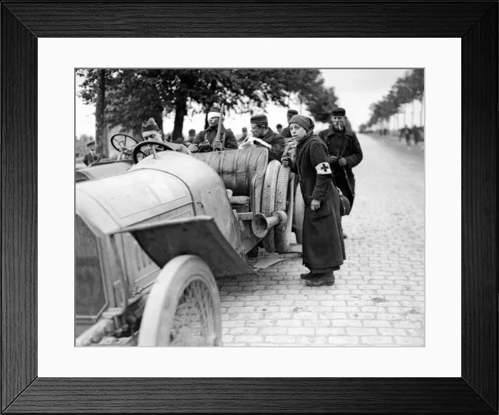 Framed Print : Mademoiselle Perichon a Red Cross nurse seen here organising the evacuation of wounded Framed Print : Mademoiselle Perichon a Red Cross nurse seen here organising the evacuation of wounded