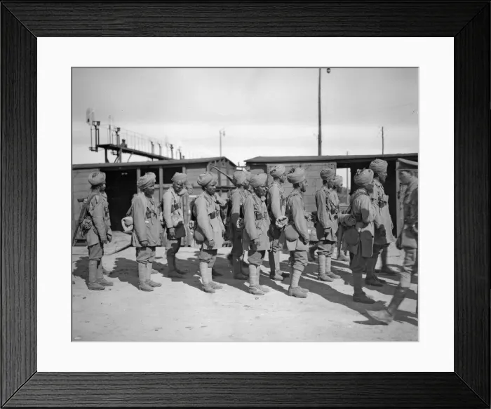 Framed Print : Soldiers from the 3rd Lahore Indian Division seen here at the railway station at Orleans