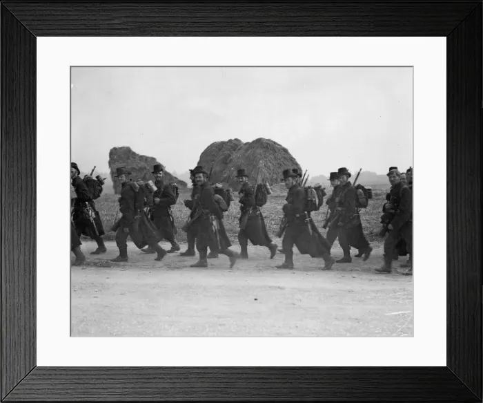 Framed Print : Belgian Carabiners seen here falling back to Brussels after Louvain falls to the German