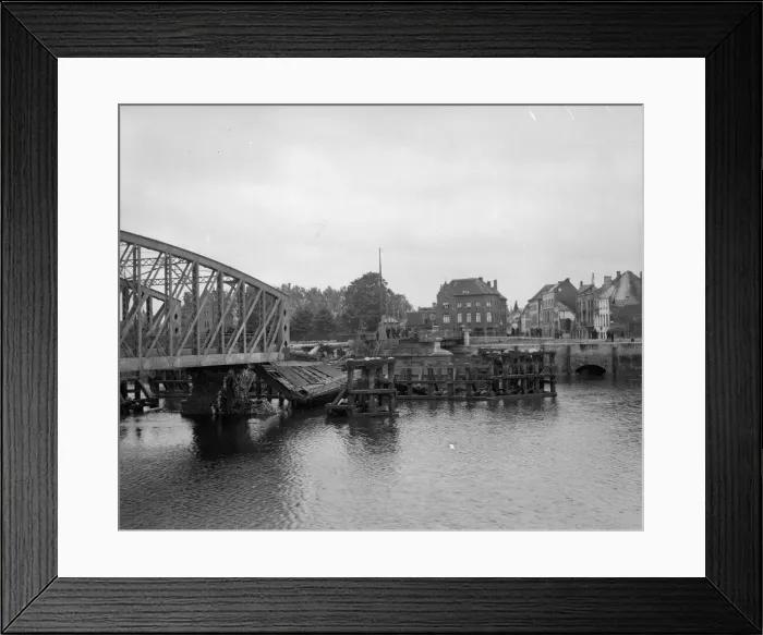 Framed Print : The bridge at Termonde blown up by the Belgian army to slow Framed Print : The bridge at Termonde blown up by the Belgian army to slow