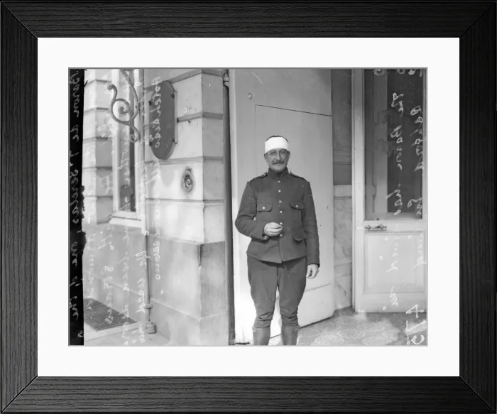 Framed Print : Baron de Serelas seen here after being wounded leading a armoured car raid against Framed Print : Baron de Serelas seen here after being wounded leading a armoured car raid against