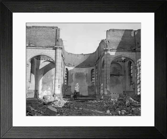 Framed Print : The church at Capelle aux Bois burnt out after being shelled by the Germans Framed Print : The church at Capelle aux Bois burnt out after being shelled by the Germans