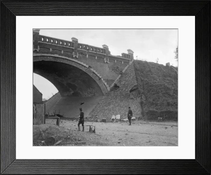 Framed Print : The railway bridge at Hofstade which the Germans shelled Framed Print : The railway bridge at Hofstade which the Germans shelled