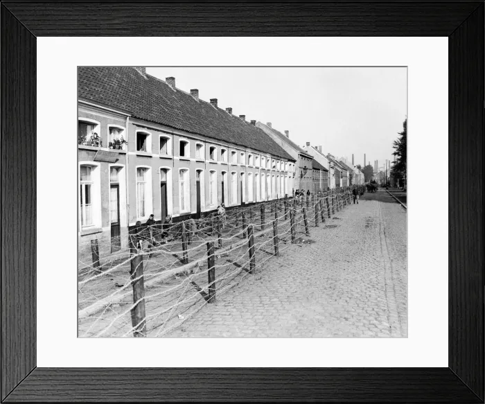 Framed Print : Barbed wire entanglements seen here around the Belgian city of Antwerp. October 1914 Framed Print : Barbed wire entanglements seen here around the Belgian city of Antwerp. October 1914