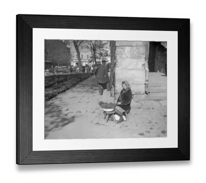 Framed Print : Peasant girl in the market place in Lemberg to sell her wares. Circa October 1914 Framed Print : Peasant girl in the market place in Lemberg to sell her wares. Circa October 1914