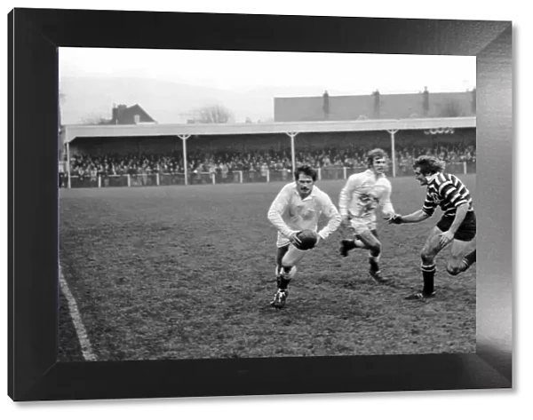Rugby Union: Gloucester v. Somerset. January 1972. Gloucester forward attempts to run in
