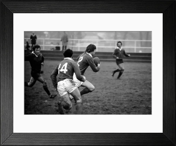 Framed Print : Sport: Rugby Union. Llanelli v. Wasps. Thomas of Llanelli makes a dash for the Wasp Framed Print : Sport: Rugby Union. Llanelli v. Wasps. Thomas of Llanelli makes a dash for the Wasp