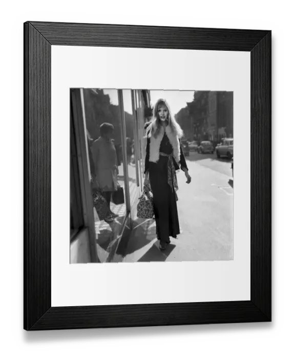 Framed Print : Fashion. Clothing. The first cool day and the maxi look seem to be the swinging London