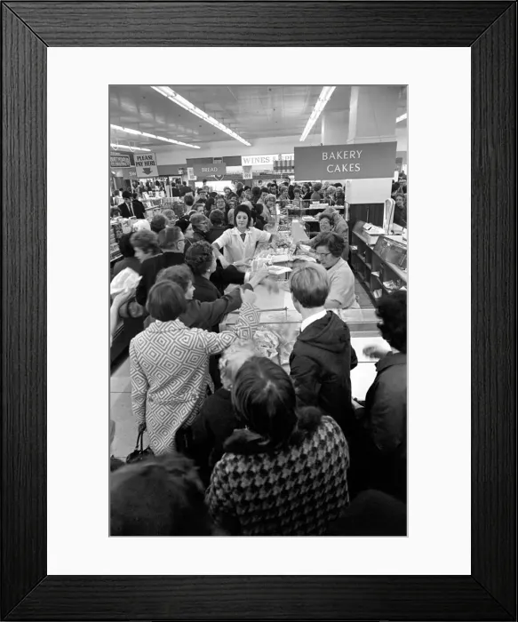 Framed Print : Food: Industrial Disputes: Scores of shoppers line the counter at Lewis Framed Print : Food: Industrial Disputes: Scores of shoppers line the counter at Lewis