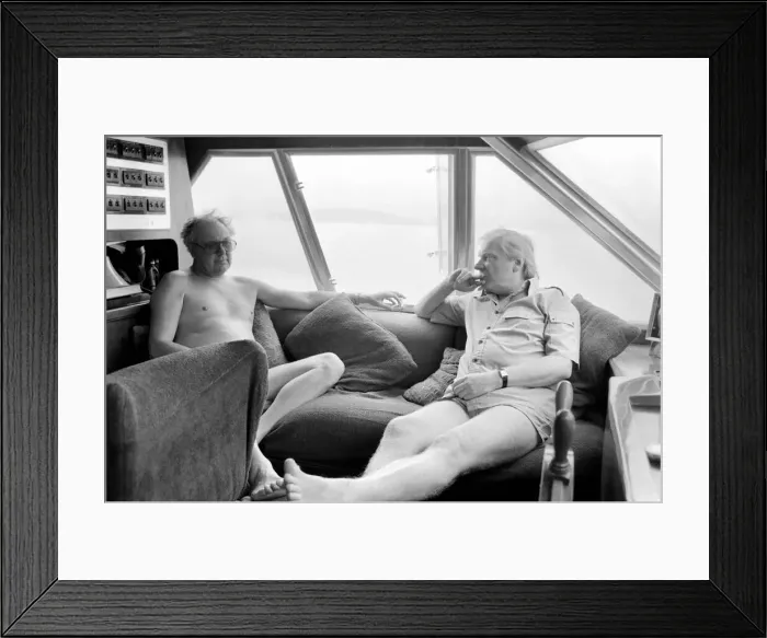 Framed Print : Freddie Laker on his motor cruiser of Majorca. 81-03733-006 Framed Print : Freddie Laker on his motor cruiser of Majorca. 81-03733-006