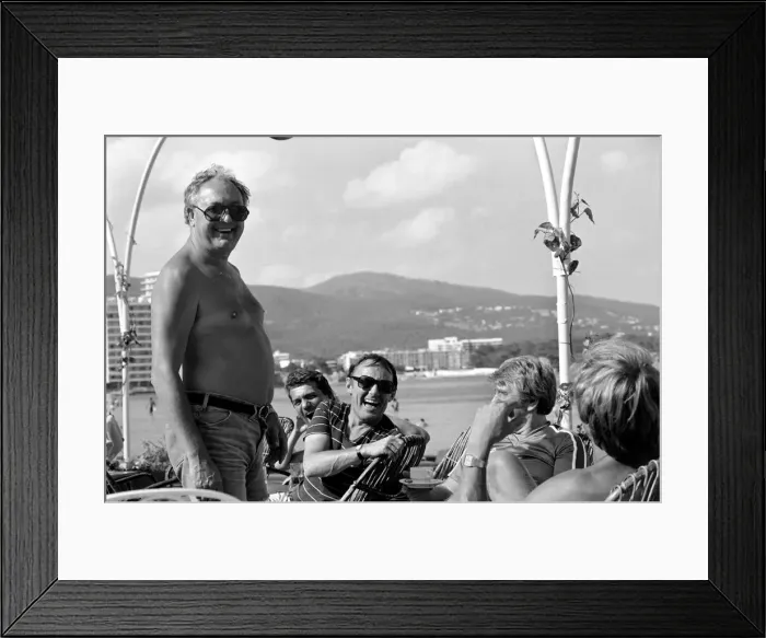 Framed Print : Freddie Laker on his motor cruiser of Majorca. 81-03733-003 Framed Print : Freddie Laker on his motor cruiser of Majorca. 81-03733-003