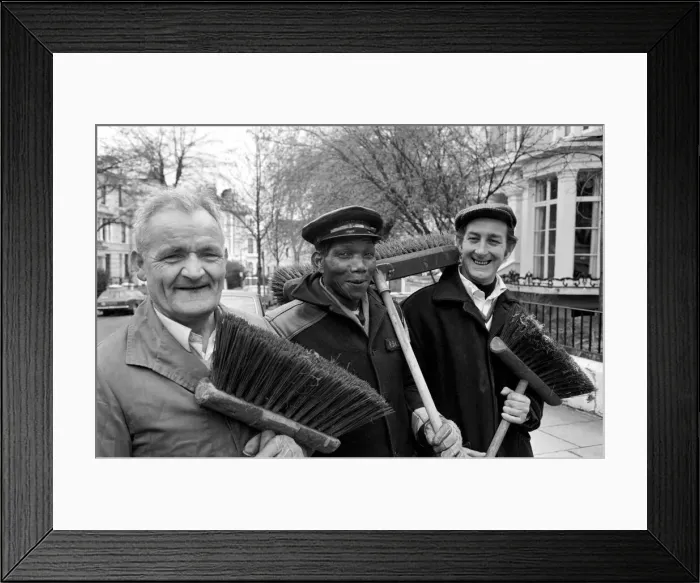 Framed Print : Is work wonderful?. Feature. Road sweepers in Nottinghill West London Framed Print : Is work wonderful?. Feature. Road sweepers in Nottinghill West London