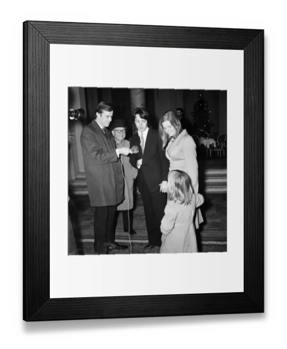 Framed Print : Beatles singer Paul McCartney with his bride Linda Eastman