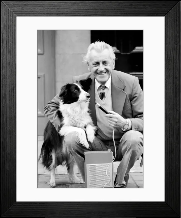 Framed Print : Bernard Oliver and his dog. April 1977 77-02077-002 Framed Print : Bernard Oliver and his dog. April 1977 77-02077-002