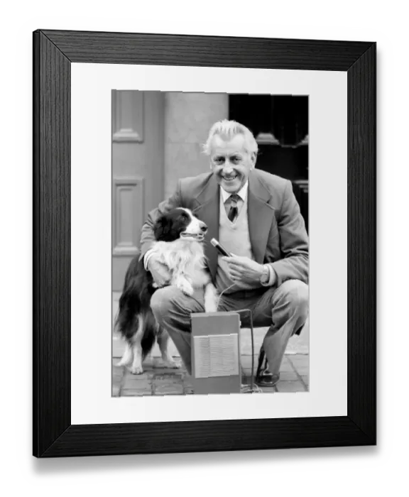 Framed Print : Bernard Oliver and his dog. April 1977 77-02077-001 Framed Print : Bernard Oliver and his dog. April 1977 77-02077-001