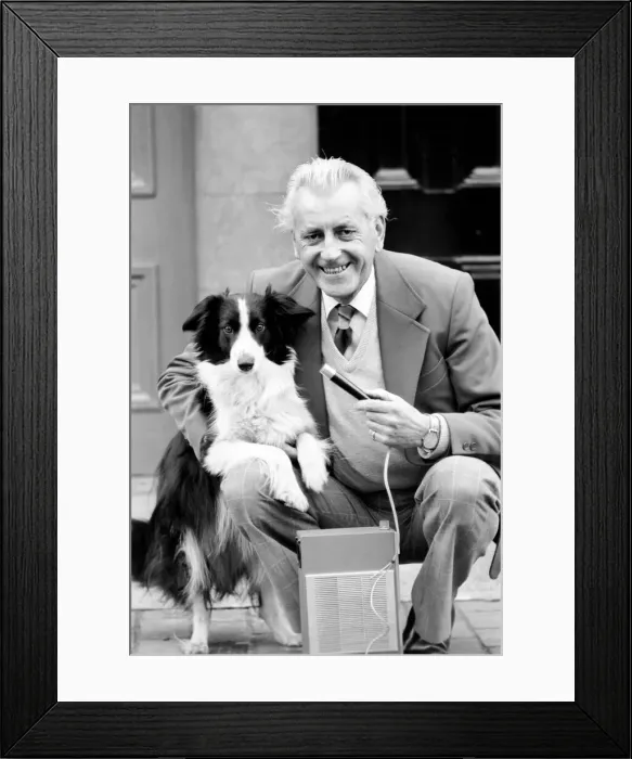 Framed Print : Bernard Oliver and his dog. April 1977 77-02077 Framed Print : Bernard Oliver and his dog. April 1977 77-02077