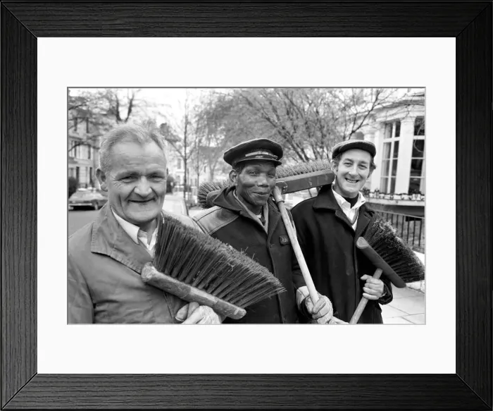 Framed Print : Is work wonderful?. Feature. Road sweepers in Nottinghill West London