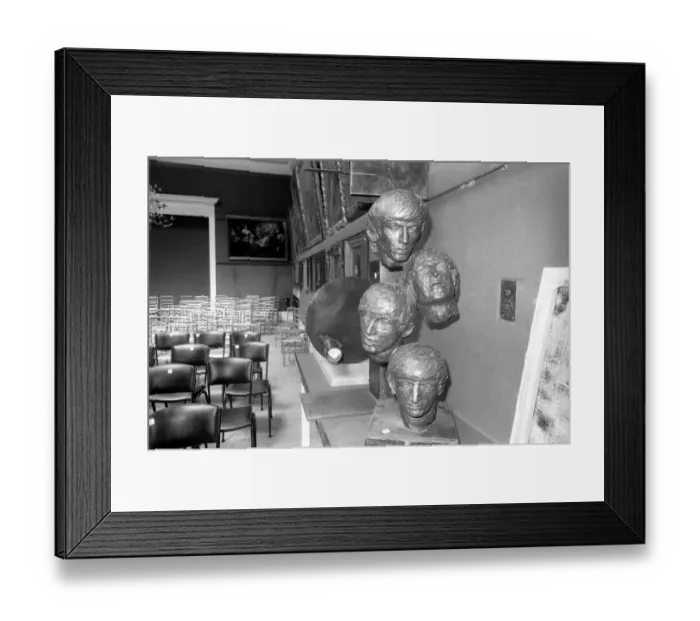 Framed Print : The Beatles sculpture on snow up for auction at Sothebys. July 1969 Z06735-001 Framed Print : The Beatles sculpture on snow up for auction at Sothebys. July 1969 Z06735-001