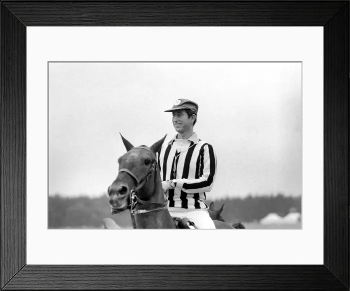 Framed Print : Prince Charles referees at polo today, Windsor Park. He is wearing a striped shirt Framed Print : Prince Charles referees at polo today, Windsor Park. He is wearing a striped shirt