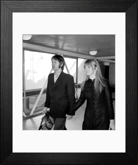 Framed Print : Paul McCartney of the Beatles and Jane Asher at Heathrow today Framed Print : Paul McCartney of the Beatles and Jane Asher at Heathrow today