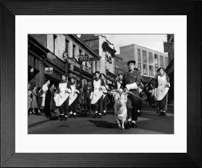Framed Print : Billy the goat in perfect step with his Goat Major Lieutenant Corporal Howard Bodinnar of Framed Print : Billy the goat in perfect step with his Goat Major Lieutenant Corporal Howard Bodinnar of