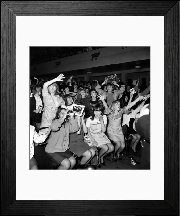 Framed Print : Screaming girl fans greet the Beatles last night on their appearance in Leicester Framed Print : Screaming girl fans greet the Beatles last night on their appearance in Leicester