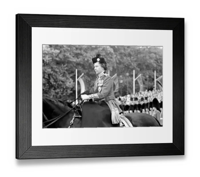 Framed Print : Her Majesty Queen Elizabeth II on horseback during the trooping celebration ceremony Framed Print : Her Majesty Queen Elizabeth II on horseback during the trooping celebration ceremony