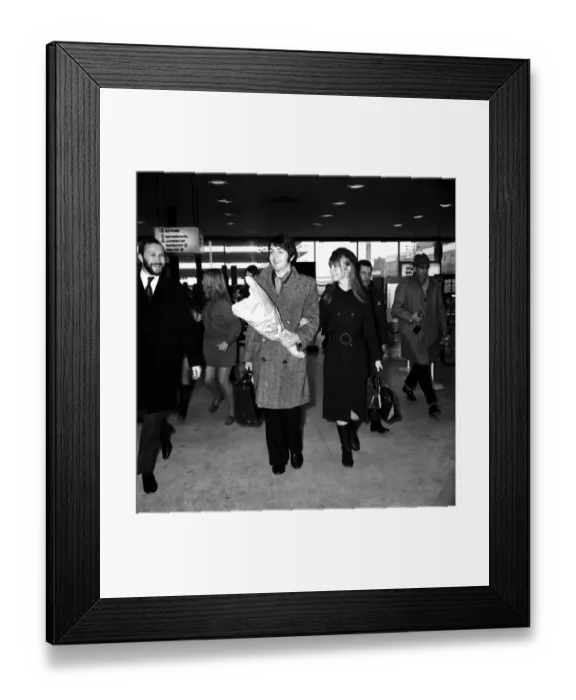 Framed Print : The Beatles leaving Heathrow Airport for India where they will meet Maharishi Mahesh Yogi