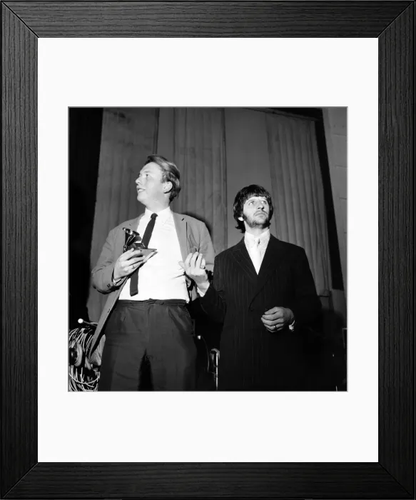 Framed Print : Geoffrey Emerick, an engineer at EMI gets an award from Ringo Starr