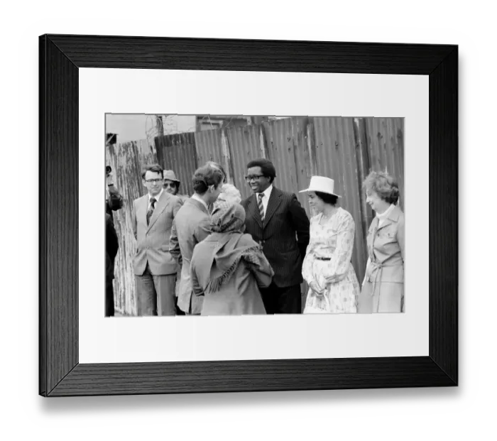 Framed Print : Prince Charles talking to Mr. Kim Gordon (wearing glasses and black jacket Framed Print : Prince Charles talking to Mr. Kim Gordon (wearing glasses and black jacket