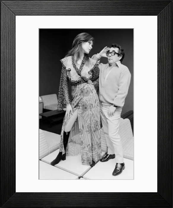 Framed Print : Comedian Ronnie Corbett with actress and model Madeline Smith at the BBC rehearsal room Framed Print : Comedian Ronnie Corbett with actress and model Madeline Smith at the BBC rehearsal room