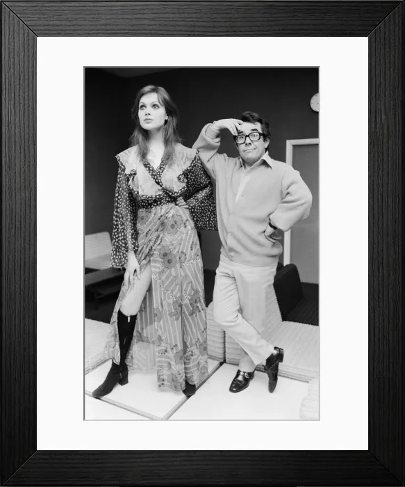 Framed Print : Comedian Ronnie Corbett with actress and model Madeline Smith at the BBC rehearsal room Framed Print : Comedian Ronnie Corbett with actress and model Madeline Smith at the BBC rehearsal room