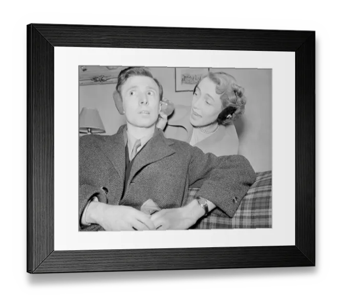 Framed Print : Comedian Leslie Randalls wife back with ear muffs to keep out the cold weather Framed Print : Comedian Leslie Randalls wife back with ear muffs to keep out the cold weather