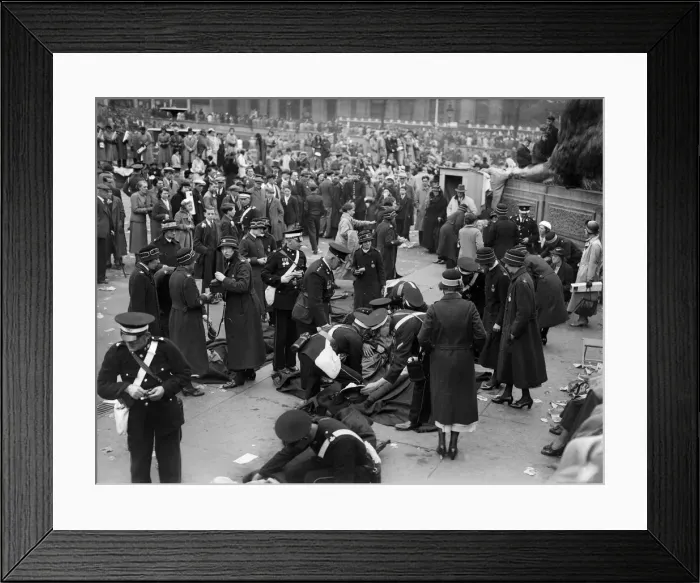 Framed Print : Coronation of King George VI. St Johns Ambulance workers treating injured people in Framed Print : Coronation of King George VI. St Johns Ambulance workers treating injured people in