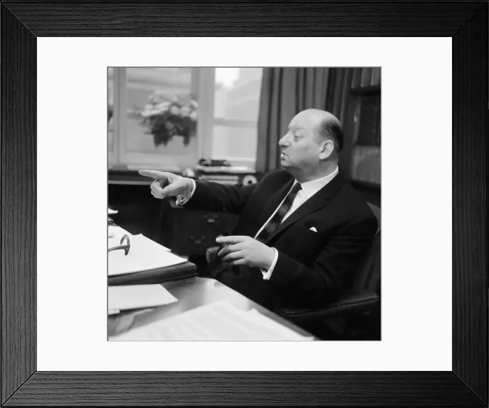 Framed Print : Media mogul Lew Grade pictured in his office at the ATV studios in Great Cumberland Place Framed Print : Media mogul Lew Grade pictured in his office at the ATV studios in Great Cumberland Place