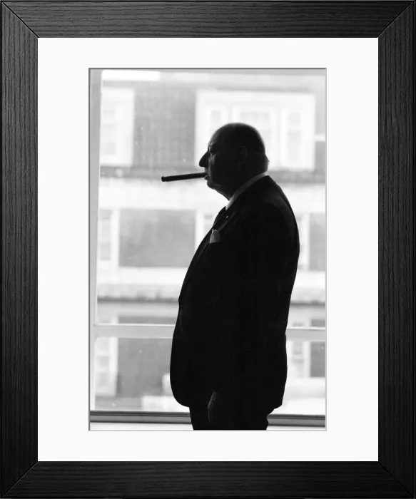 Framed Print : Media Mogul Lew Grade, head of ATV television, smoking of one of his trademark cigars Framed Print : Media Mogul Lew Grade, head of ATV television, smoking of one of his trademark cigars