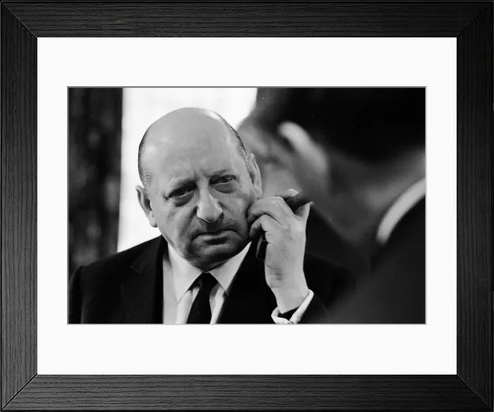 Framed Print : Media Mogul Lord Lew Grade speaking to a guest at a dinner party. 24th January 1967